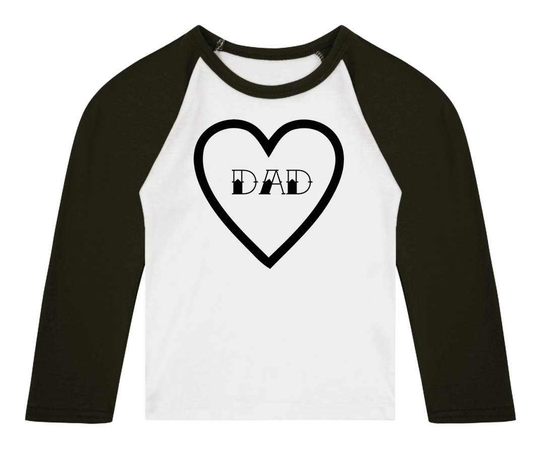 Dad Heart 3/4 length sleeve Raglan T-Shirt