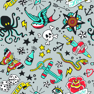 Old School Tattoo (Grey) - Adult Skirt