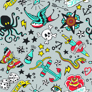 Old School Tattoo (Grey) - Kids Skirt