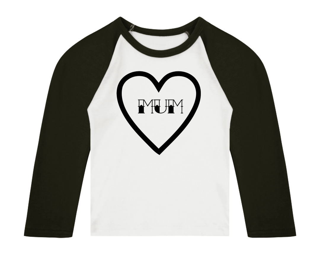Mum Heart 3/4 length sleeve Raglan T-Shirt