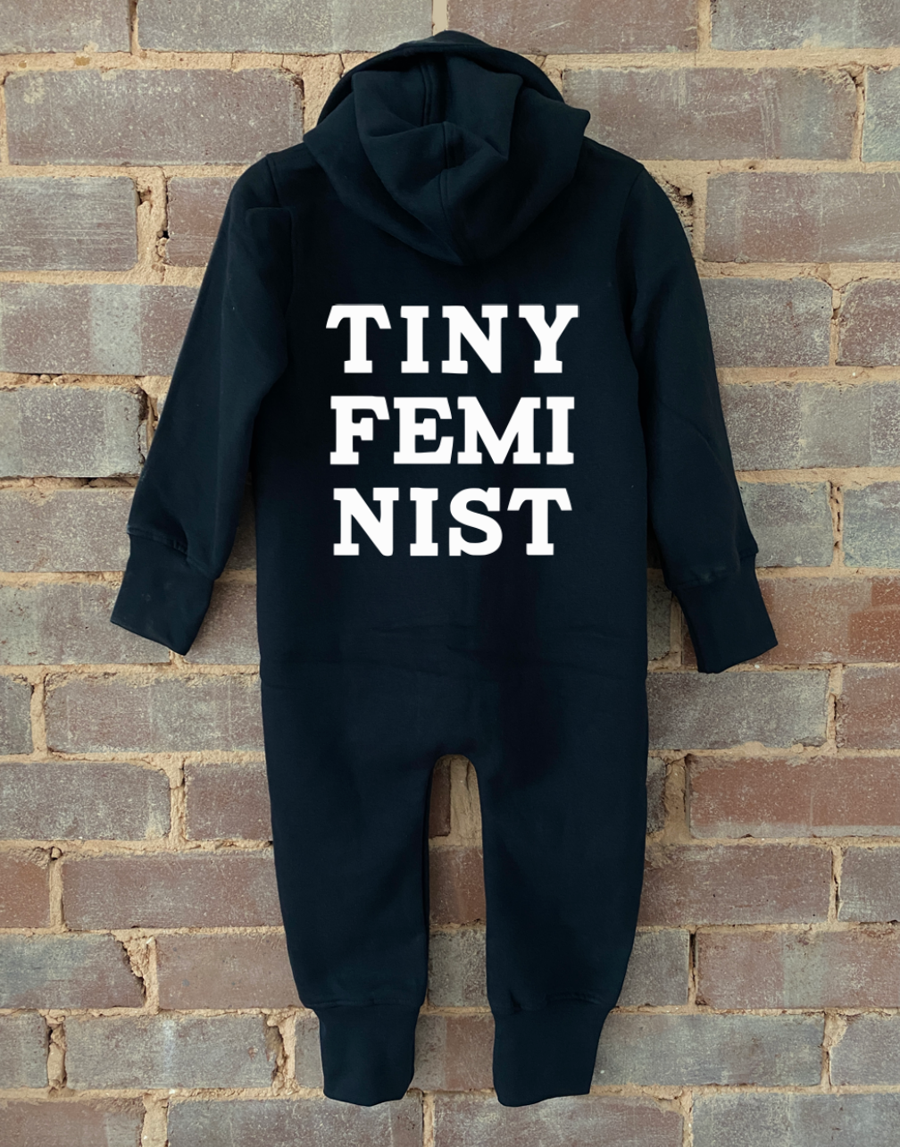 Tiny Feminist Fleece Hooded Onesie