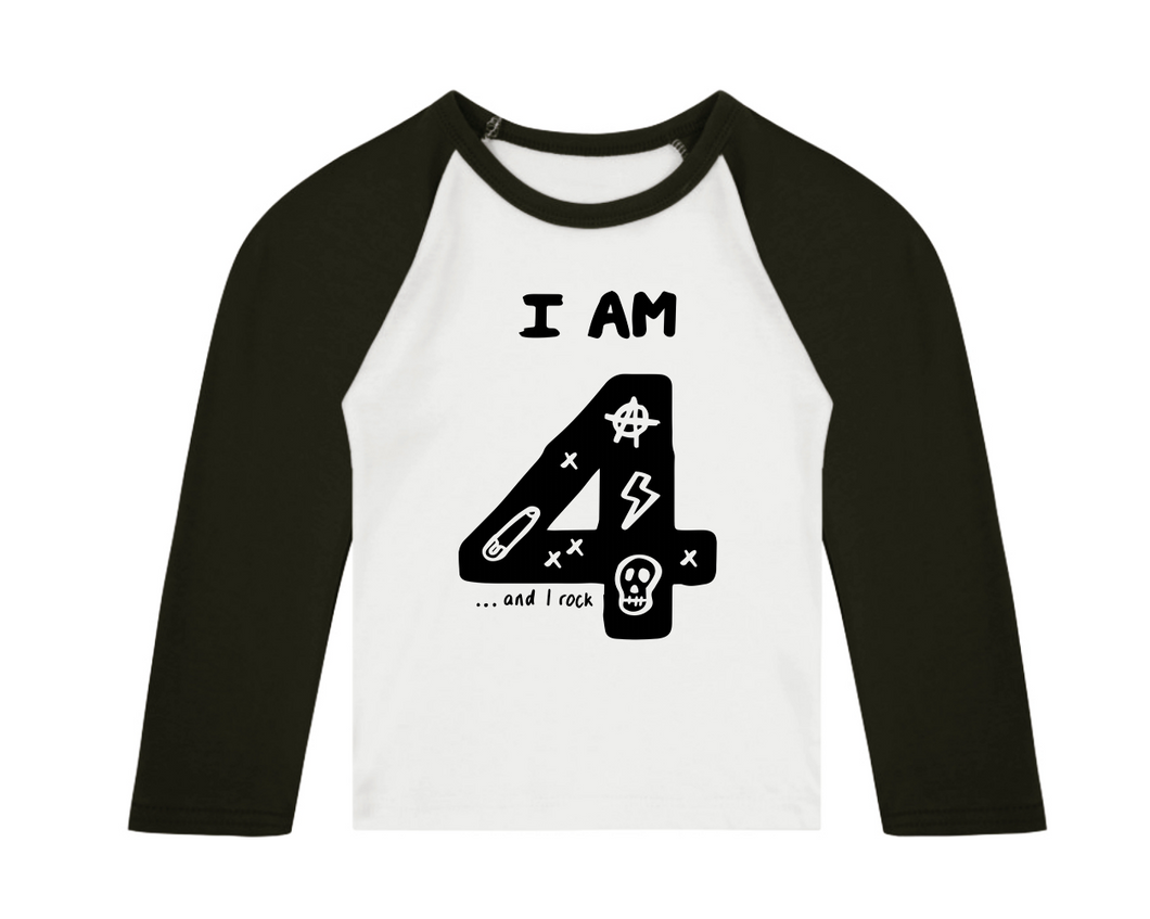 I AM 4 ...and i rock - 3/4 length sleeve raglan