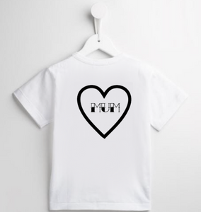 Mum Heart T-Shirt (Black Heart) 0-3 months